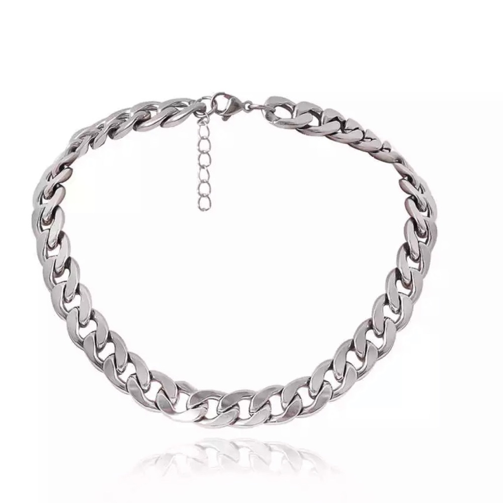 Unisex Silver Cuban Statement Necklace - Picture 6 of 9